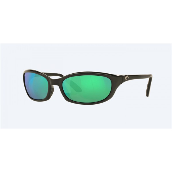 Costa Harpoon Shiny Black Frame Green Mirror Polarized Glass Lense Sunglasses