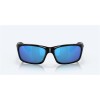 Costa Jose Shiny Black Frame Blue Mirror Polarized Glass Lense Sunglasses