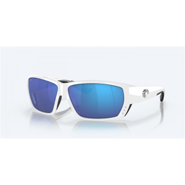 Costa Tuna Alley White Frame Blue Mirror Polarized Glass Lense Sunglasses
