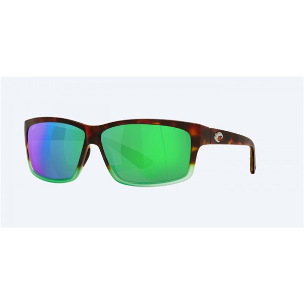 Costa Cut Matte Tortuga Fade Frame Green Mirror Polarized Polycarbonate Lense Sunglasses