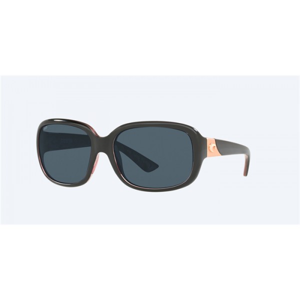 Costa Gannet Shiny Black/Hibiscus Frame Gray Polarized Polycarbonate Lense Sunglasses