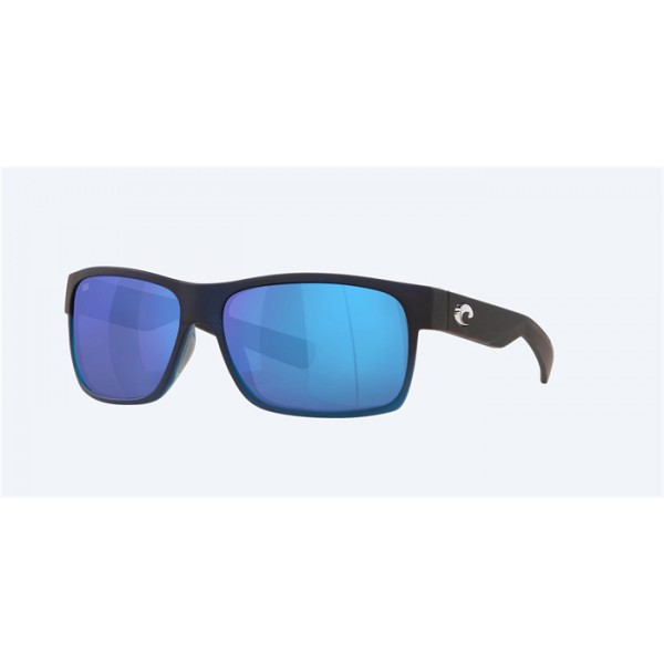 Costa Half Moon Bahama Blue Fade Frame Blue Mirror Polarized Glass Lense Sunglasses