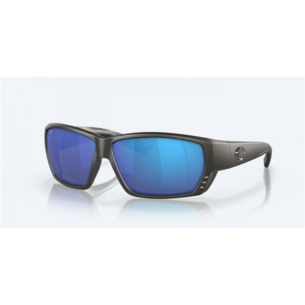 Costa Tuna Alley Matte Steel Gray Metallic Frame Blue Mirror Polarized Glass Lense Sunglasses