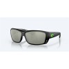 Costa Cat Cay Matte Black Green Logo Frame Gray Silver Mirror Polarized Glass Lense Sunglasses