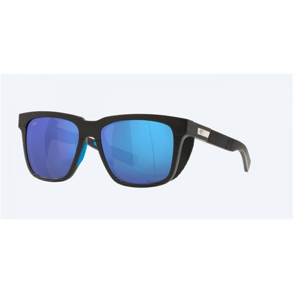 Costa Pescador With Side Shield Net Gray With Blue Rubber Frame Blue Mirror Polarized Glass Lense Sunglasses