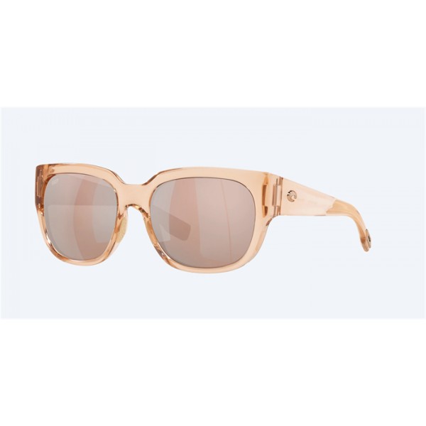 Costa Waterwoman Shiny Blonde Crystal Frame Copper Silver Mirror Polarized Polycarbonate Lense Sunglasses