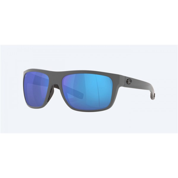 Costa Broadbill Matte Gray Frame Blue Mirror Polarized Glass Lense Sunglasses