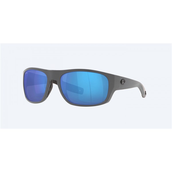 Costa Tico Matte Gray Frame Blue Mirror Polarized Glass Lense Sunglasses