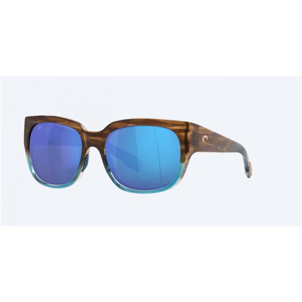 Costa Waterwoman Shiny Wahoo Frame Blue Mirror Polarized Glass Lense Sunglasses