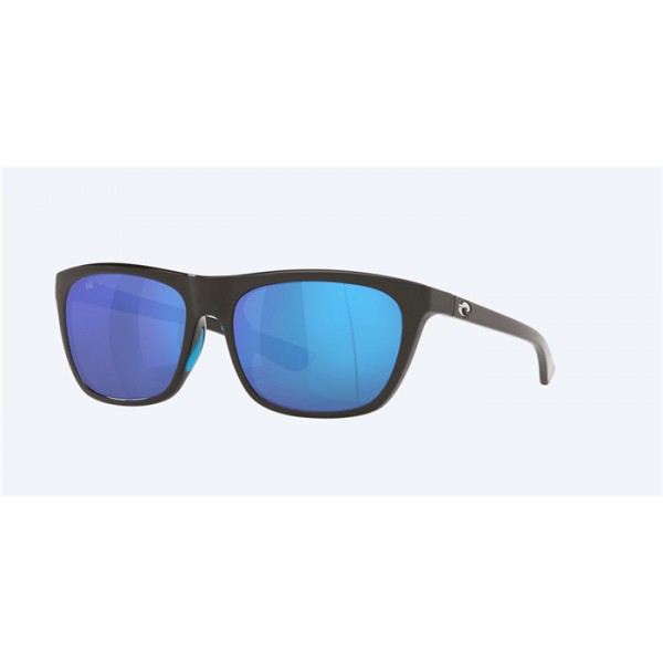 Costa Cheeca Shiny Black Frame Blue Mirror Polarized Glass Lense Sunglasses