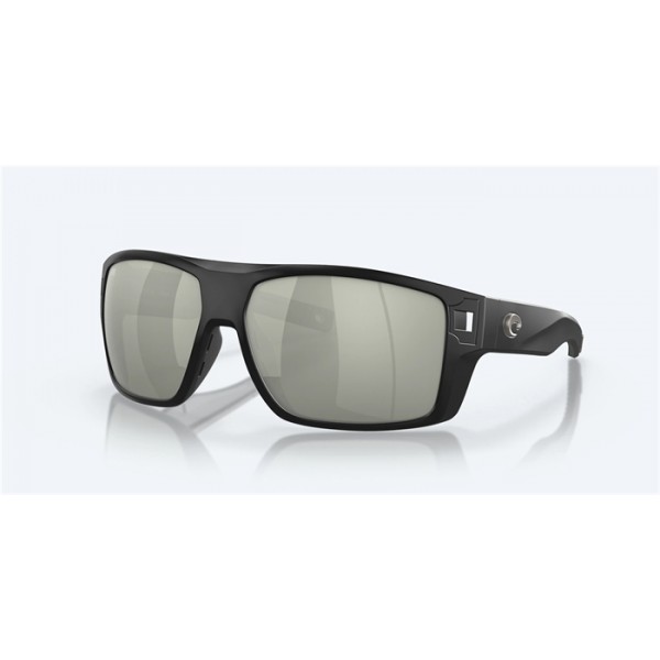 Costa Diego Matte Black Frame Gray Silver Mirror Polarized Glass Lense Sunglasses