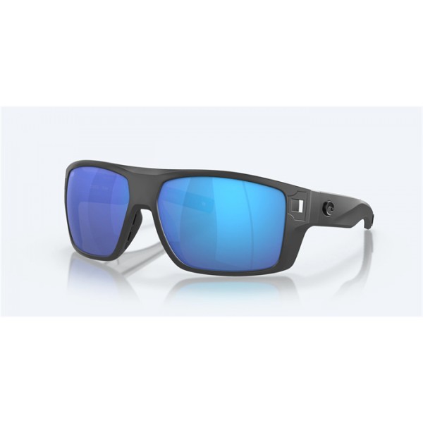 Costa Diego Matte Gray Frame Blue Mirror Polarized Glass Lense Sunglasses