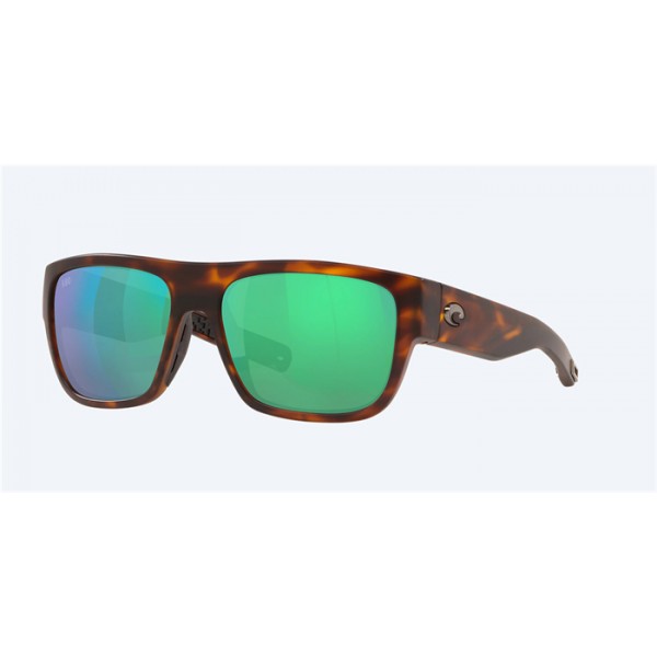 Costa Sampan Matte Tortoise Frame Green Mirror Polarized Glass Lense Sunglasses