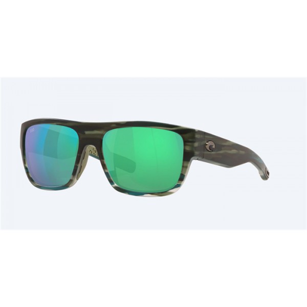 Costa Sampan Matte Reef Frame Green Mirror Polarized Glass Lense Sunglasses