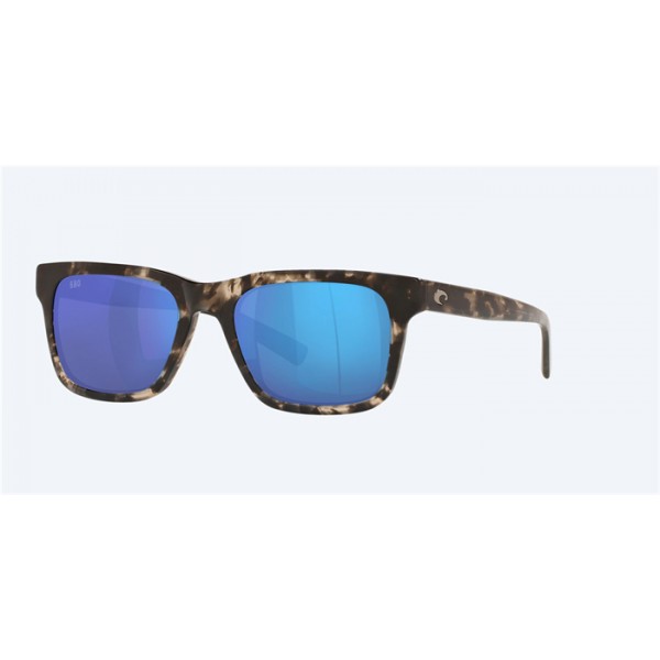 Costa Tybee hiny Black Kelp Frame Blue Mirror Polarized Glass Lense Sunglasses