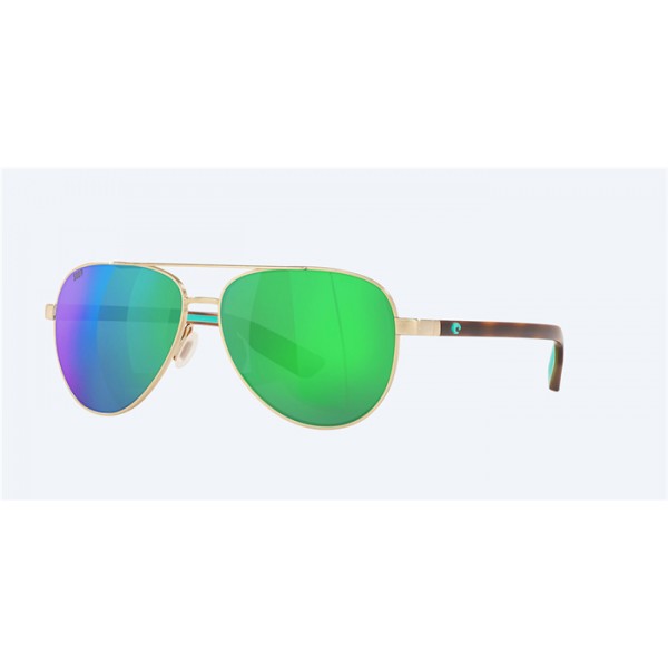 Costa Peli Brushed Gold Frame Green Mirror Polarized Polycarbonate Lense Sunglasses
