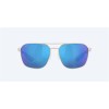 Costa Wader Brushed Silver Frame Blue Mirror Polarized Glass Lense Sunglasses