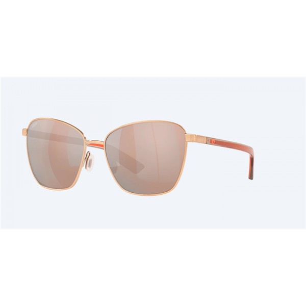 Costa Paloma Brushed Rose Gold Frame Copper Silver Mirror Polarized Polycarbonate Lense Sunglasses