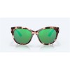 Costa Maya Shiny Coral Tortoise Frame Green Mirror Polarized Glass Lense Sunglasses