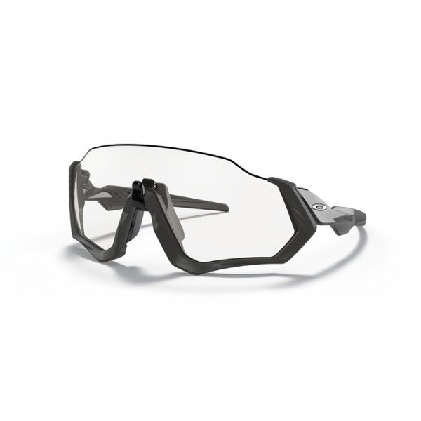 Oakley Flight Jacket Steel Frame Clear To Black Iridium Photochromic Lense Sunglasses