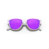 Oakley Frogskins XS Polished Clear Frame Prizm Violet Lense Sunglasses
