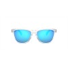 Oakley Frogskins XS Polished Clear Frame Prizm Sapphire Lense Sunglasses