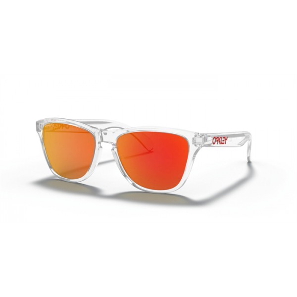 Oakley Frogskins XS Polished Clear Frame Prizm Ruby Lense Sunglasses
