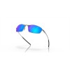 Oakley Whisker Satin Chrome Frame Prizm Sapphire Polarized Lense Sunglasses