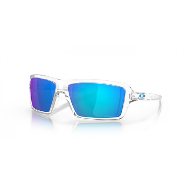 Oakley Cables Polished Clear Frame Prizm Sapphire Polarized Lense Sunglasses