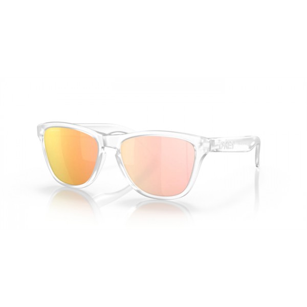 Oakley Frogskins XS Matte Clear Frame Prizm Rose Gold Lense Sunglasses