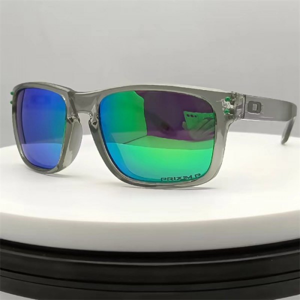 Oakley Holbrook Grey Transparent Frame Green Polarized Lense Sunglasses