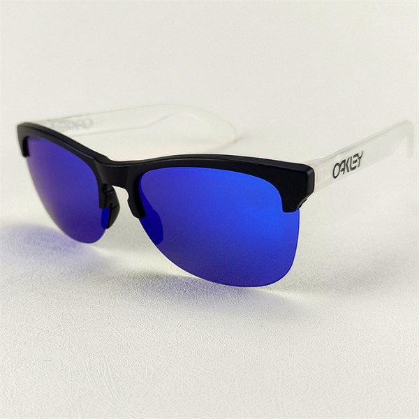 Oakley Frogskins Clear Black Frame Prizm Blue Lense Sunglasses