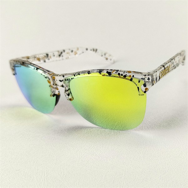 Oakley Frogskins Clear Frame Prizm Green Lense Sunglasses