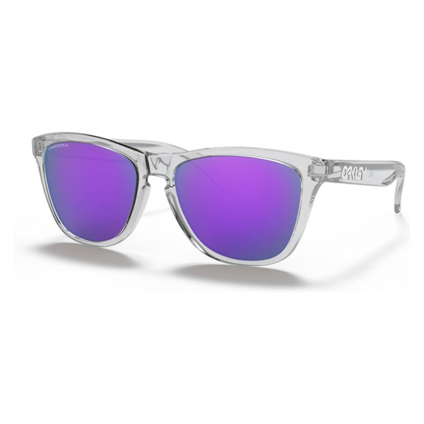 Oakley Frogskins Polished Clear Frame Prizm Violet Lens Sunglasses