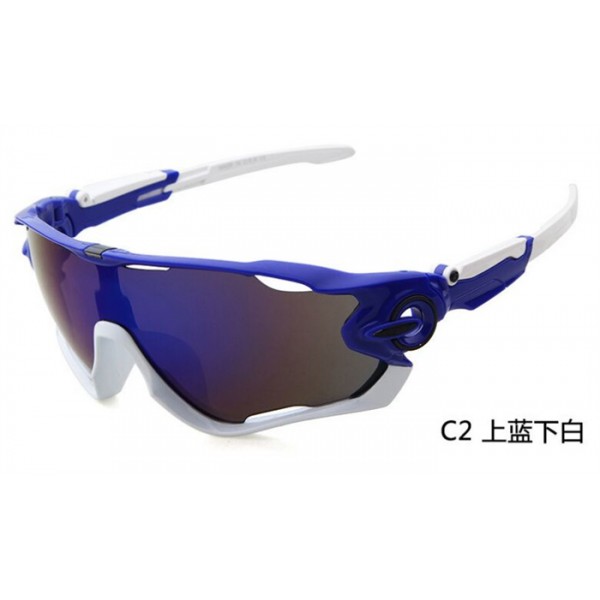 Oakley Jawbreaker blue white frame blue lens Sunglasses