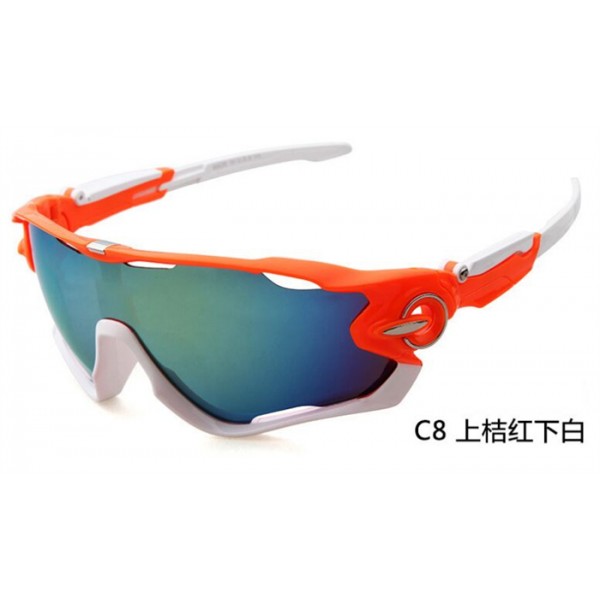 Oakley Jawbreaker orange white frame blue lens Sunglasses