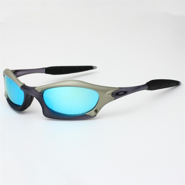 Oakley Splice Black Frame Polarized Blue Lense Sunglasses