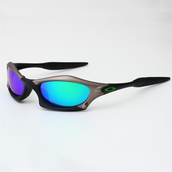 Oakley Splice Gold Black Frame Polarized Blue Lense Sunglasses