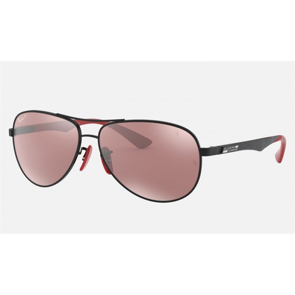 Ray Ban Scuderia Ferrari Collection Silver Mirror Chromance Black Sunglasses