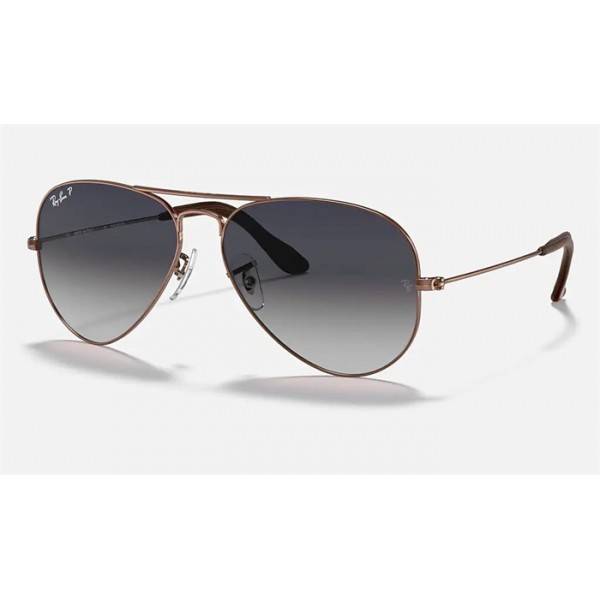 Ray Ban Aviator Collection RB3025 Bronze-Copper Frame Polarized Blue/Grey Gradient Lens Sunglasses