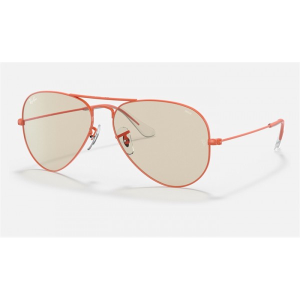 Ray Ban Aviator Solid Evolve Light Brown Photochromic Evolve Red Sunglasses
