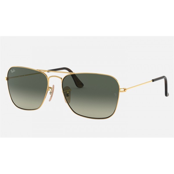Ray Ban Caravan RB3136 Gray Gradient Gold Sunglasses