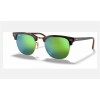 Ray Ban Clubmaster Flash Lenses RB3016 Flash + Tortoise Frame Green Flash Lens Sunglasses