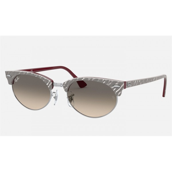 Ray Ban Clubmaster Oval RB3946 + Wrinkled Light Grey Frame Light Grey Lens Sunglasses