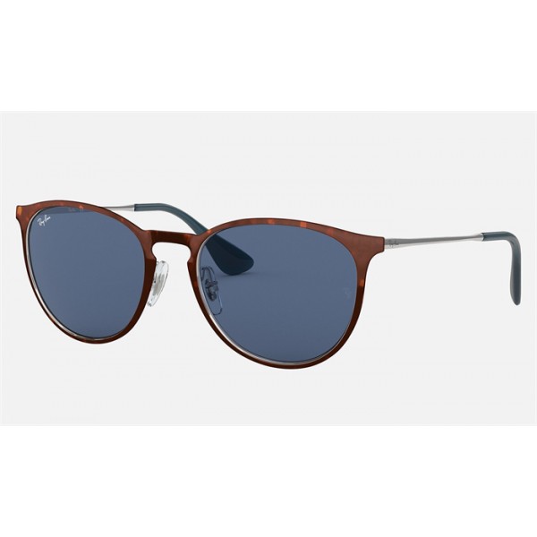 Ray Ban Erika Metal RB3539 Brown Black Frame Blue Classic Lens Sunglasses