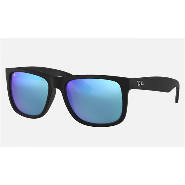 Ray Ban Justin Color Mix Low Bridge Fit RB4165 Mirror + Black Frame Blue Mirror Lens Sunglasses
