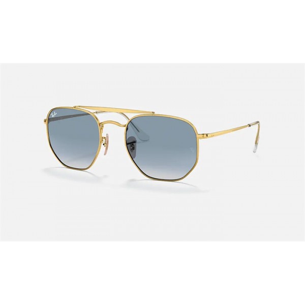 Ray Ban Marshal RB3648 Gold Frame Light Blue Gradient Lens Sunglasses