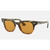 Ray Ban Meteor Striped Havana RB2168 Striped Green Gradient Brown Frame Yellow Washed Lens Sunglasses