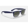 Ray Ban New Wayfarer Color Mix RB2132 Gradient + Blue Frame Grey Gradient Lens Sunglasses