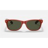 Ray Ban New Wayfarer Color Mix RB2132 Classic G-15 + Red Frame Green Classic G-15 Lens Sunglasses